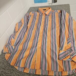 Tommy‎ Hilfiger Button Up Shirt Mens Large Orange Striped Long Sleeve Casual